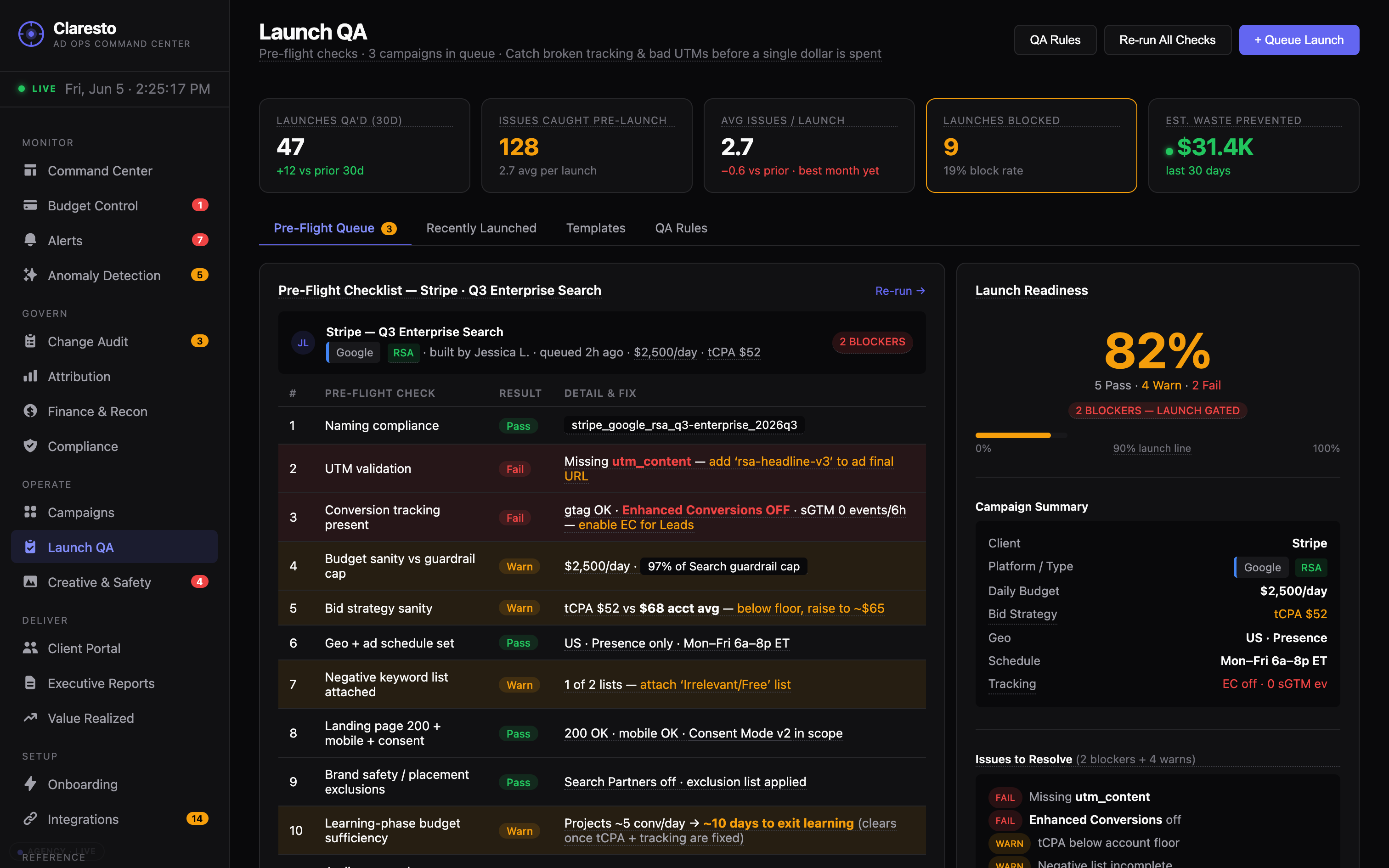 Claresto claresto.com/launchqa